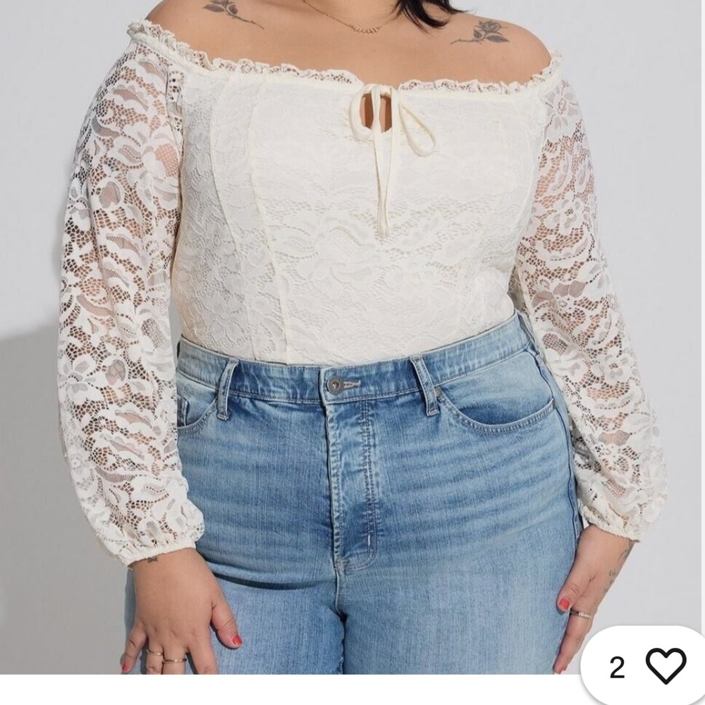 Torrid Cream Lace Off-Shoulder Blouse
